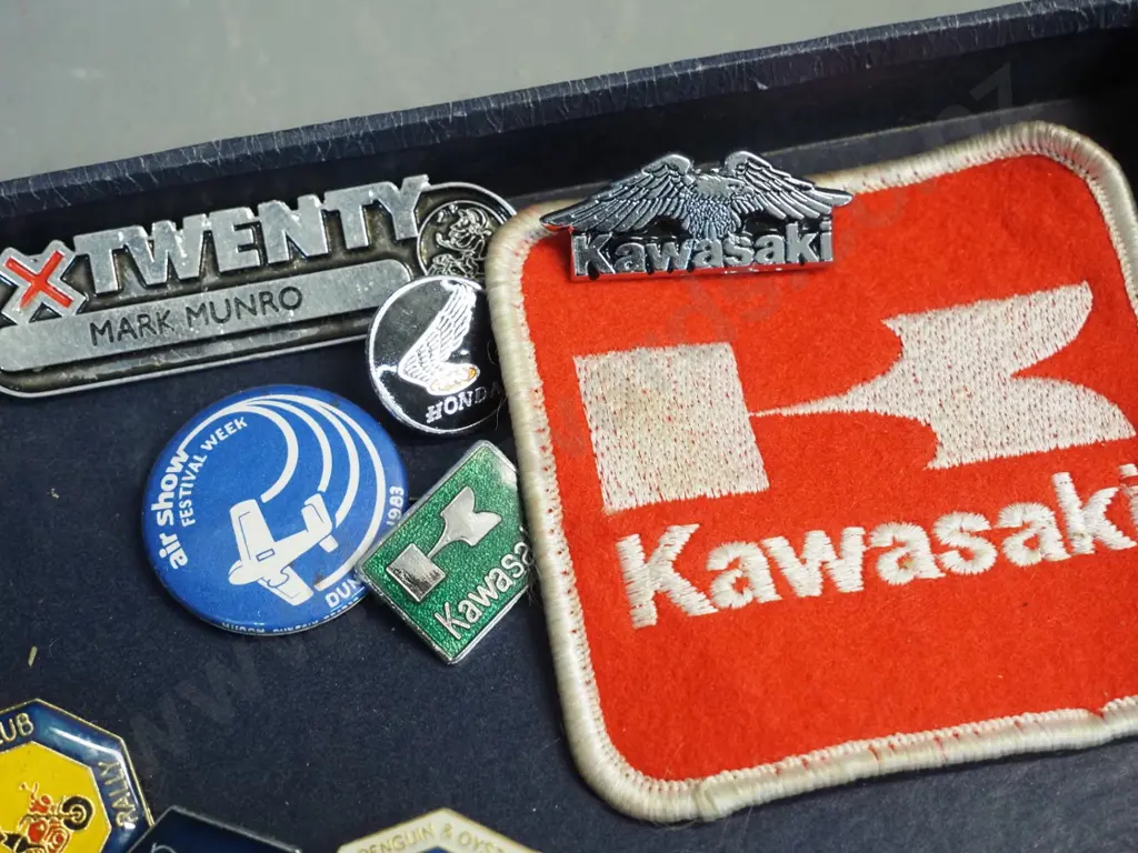 numerous motorcycle rally pin badges - March Hare, Hokonui, Toko, Ruapehu, Midnite Spit, Kawasaki & Honda etc. Image 1++