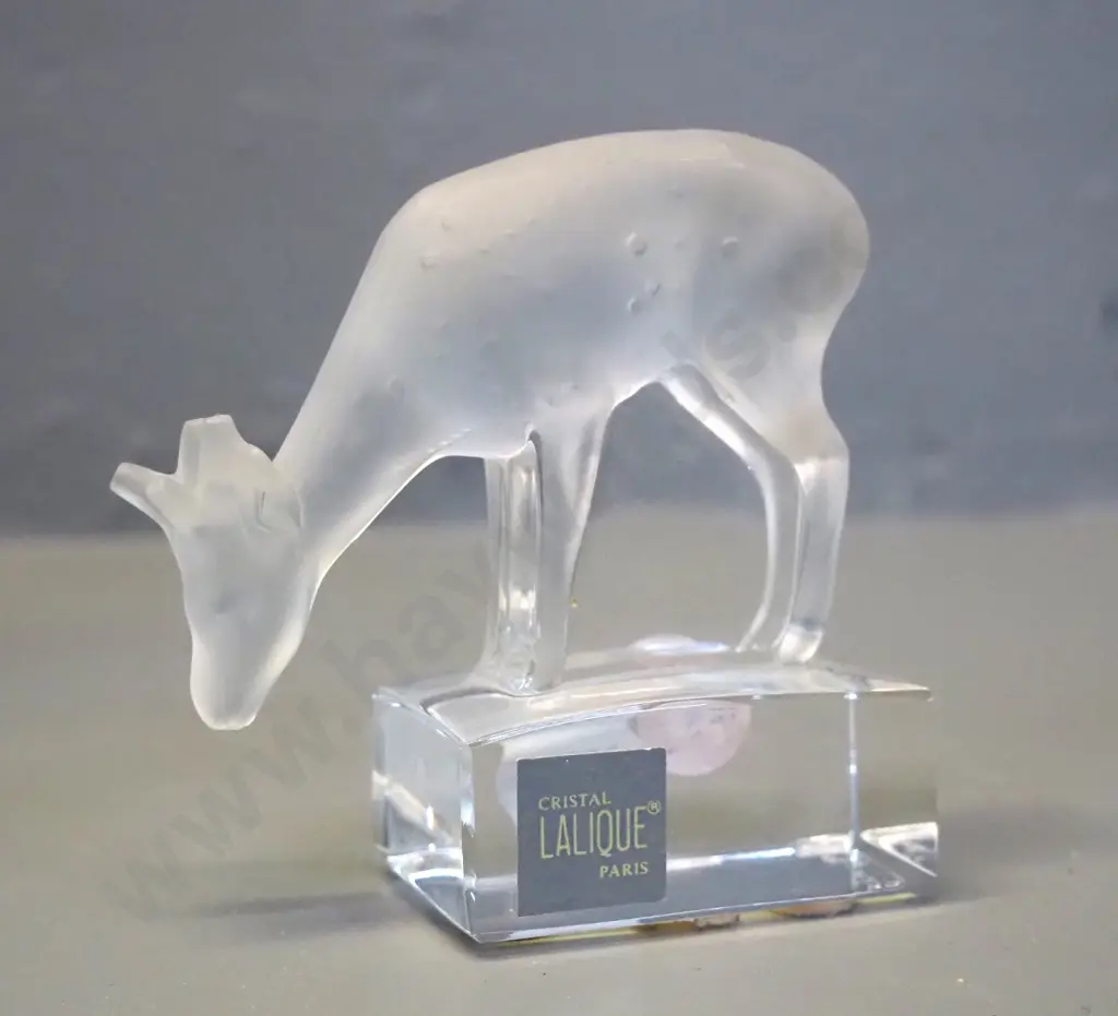 small Lalique glass deer - etched Lalique France H-90 L-80 Image 1++