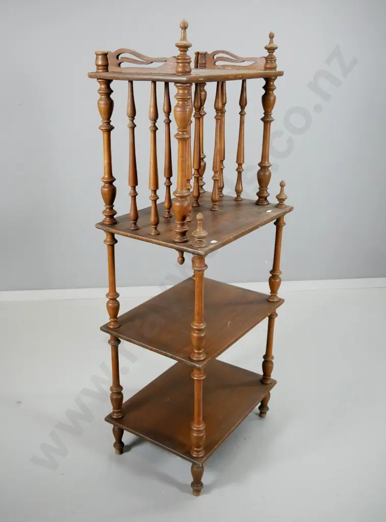 vintage mahogany what-not - missing 2 top finials, polish needs attention, a bit wobbly H1200 W460 D335 Image 1++