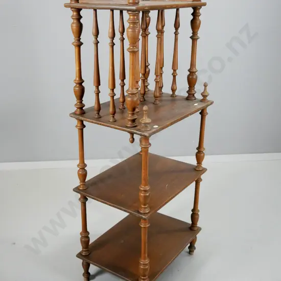 vintage mahogany what-not - missing 2 top finials, polish needs attention, a bit wobbly H1200 W460 D335