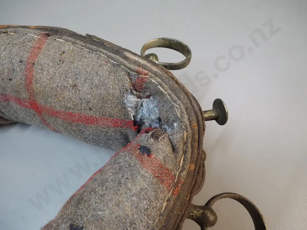 vintage wool lined leather and metal work horse collar / harness - collar L500 W360 Image 1++