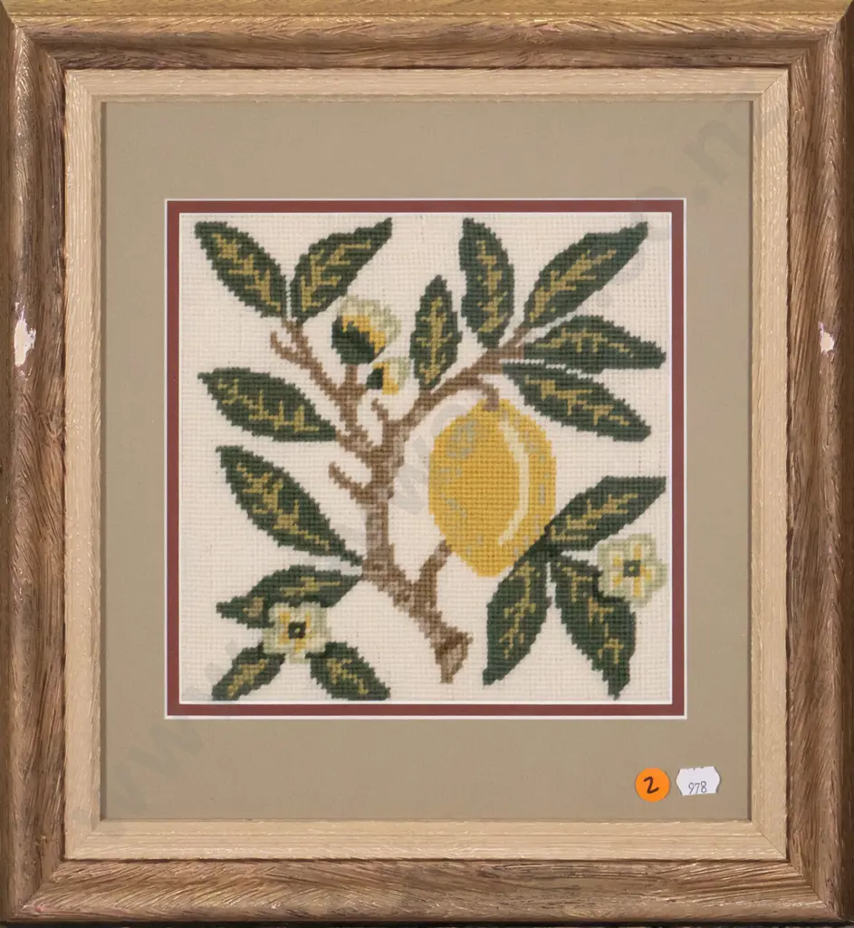 gilt framed needlework - lemon H-215 W-205 Image 1++