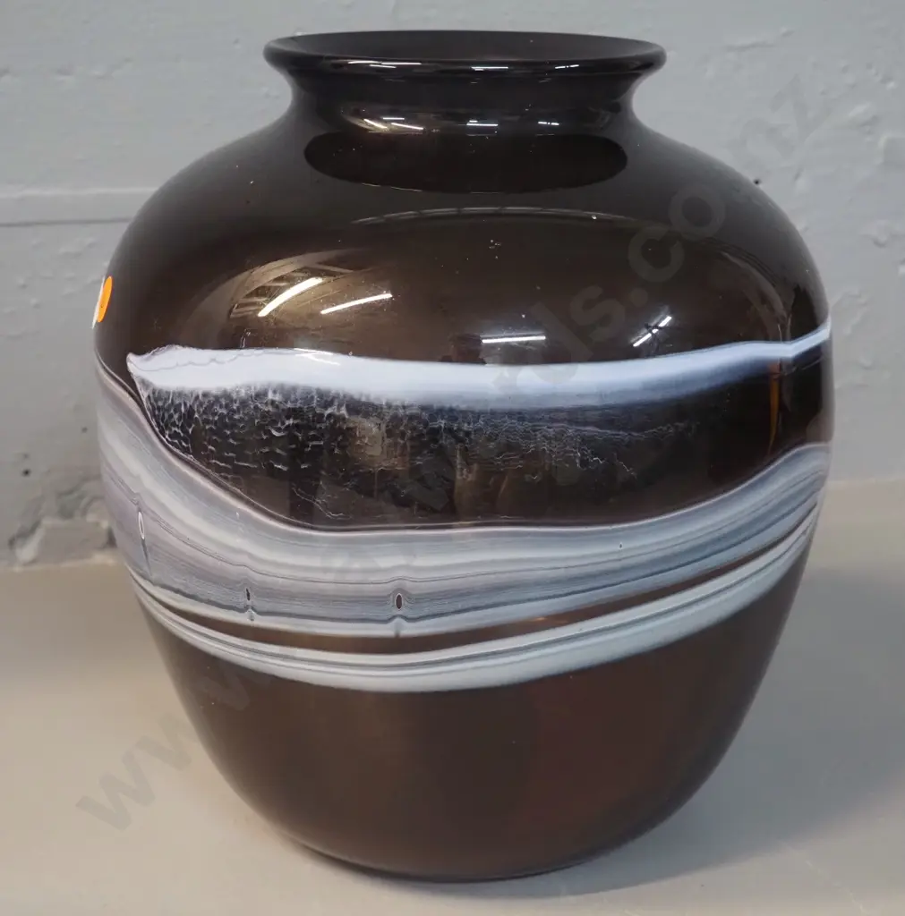 large art glass vase - may be Hoglund, has card inside H-270 D-260 Image 1++