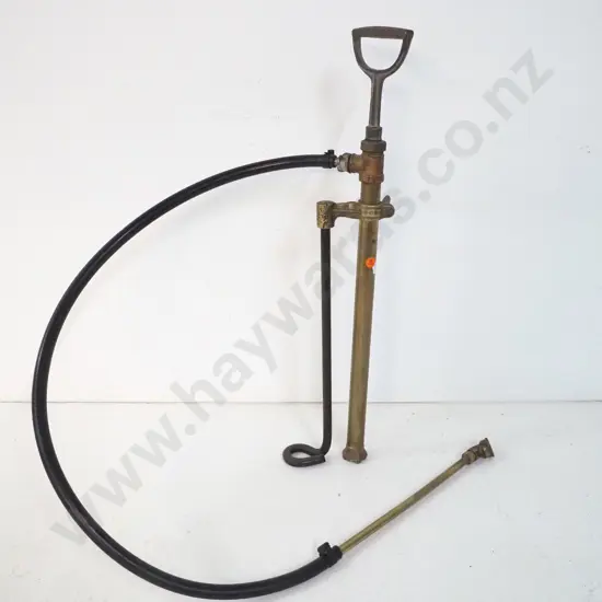 vintage brass water pump with rubber hose - wand separated L-600, wand is L-320