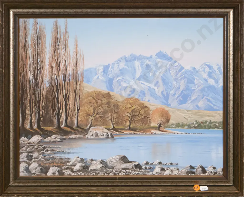 Murray Ayson 1982 - framed oil - The Remarkables, Mid Winter H-340 W-440 (slight damage to frame) Image 1++