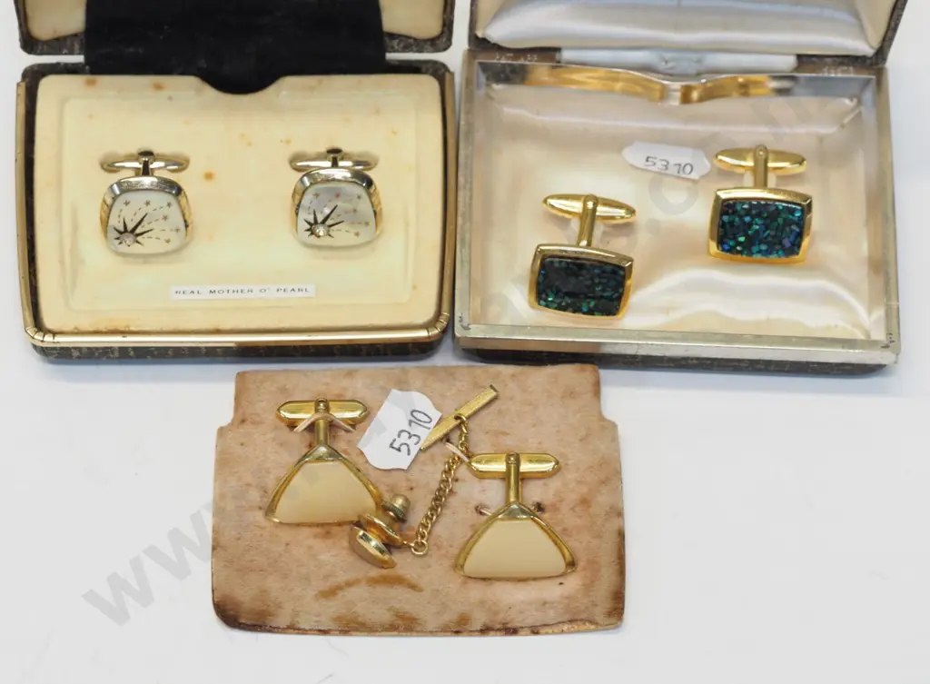 mother of pearl cufflinks, paua shell cufflinks & cufflinks/tie pie set Image 1++
