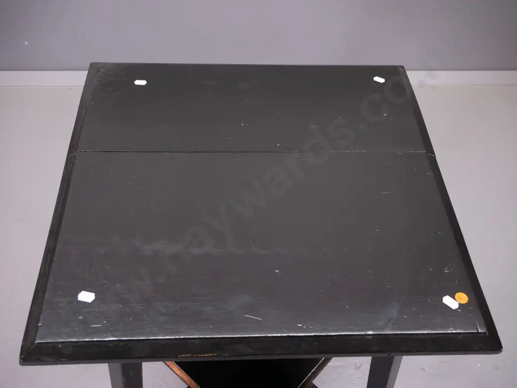 deco style occasional table with ebonised finish, w/ lower shelf - a bit wobbly, split to top H-710 W-500 D-500 Image 1++
