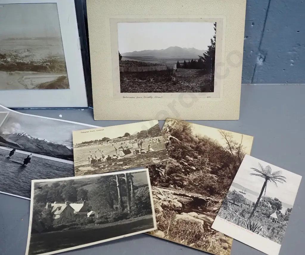 assorted New Zealand and Australia vintage photos and postcards - photos include Hokonui/Gore, Alexandra, kauri logging, Image 1++