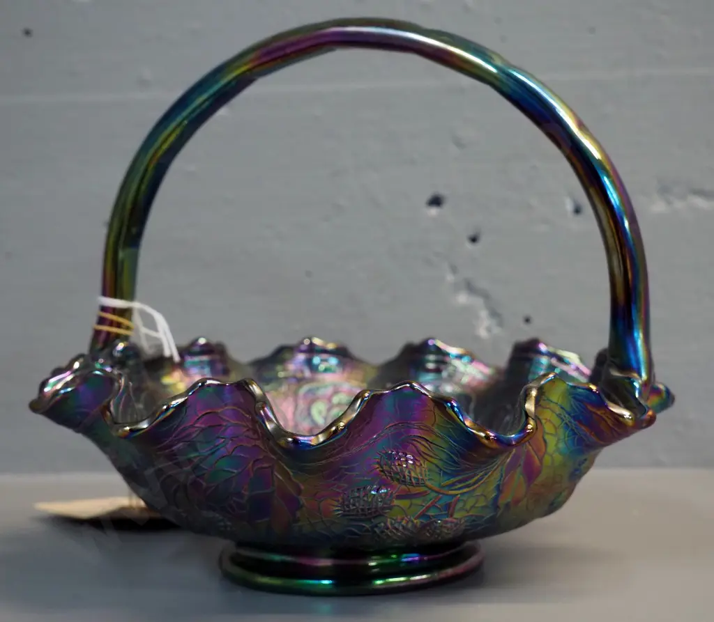 Fenton USA reproduction carnival glass basket H-200 Image 1++