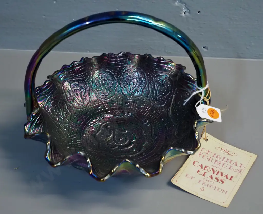 Fenton USA reproduction carnival glass basket H-200 Image 1++