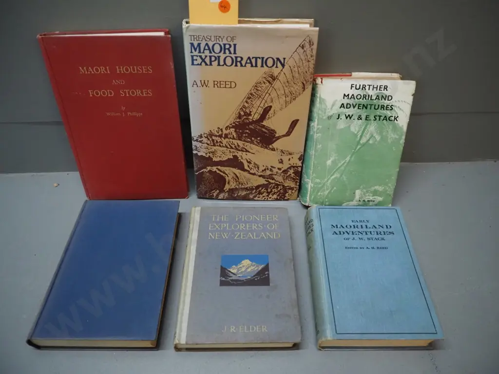 6 books Treasury of Maori Exploration by AW Reed, Maori Houses & Food Stores, other Maori themes - foxing and wear Image 1++