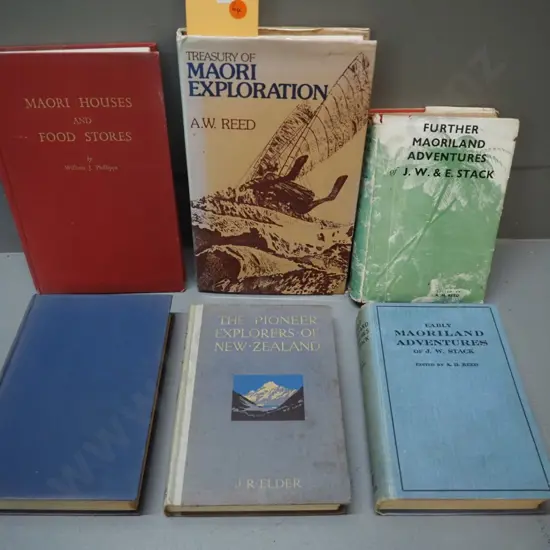 6 books Treasury of Maori Exploration by AW Reed, Maori Houses & Food Stores, other Maori themes - foxing and wear
