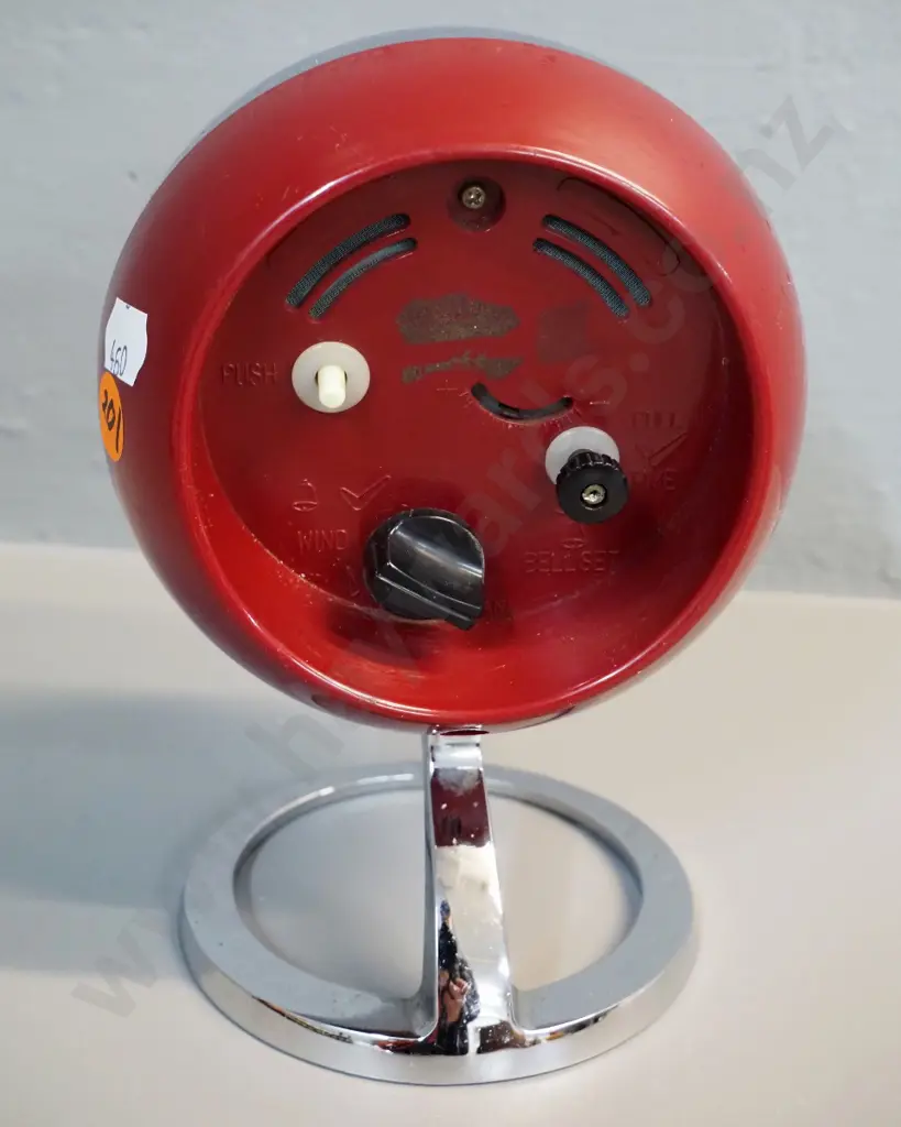 retro chrome & red plastic alarm clock - Tokyo Tokei - H-170 clock D-120 Image 1++
