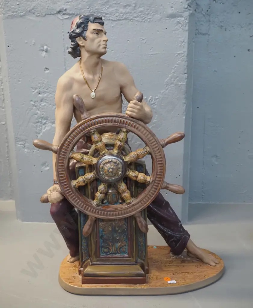very large Lladro figure of a sailor at ship's wheel - marked 'F-12D' H-560 W-370 Image 1++