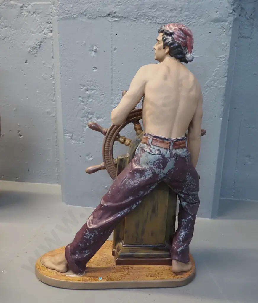 very large Lladro figure of a sailor at ship's wheel - marked 'F-12D' H-560 W-370 Image 1++