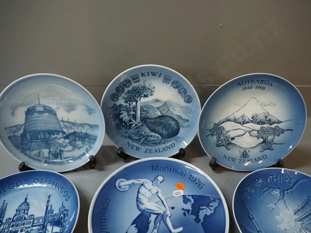 assorted Royal Copenhagen and Bing & Grondahl plates - 3 New Zealand theme, sports events, sailing ship etc. Image 1++