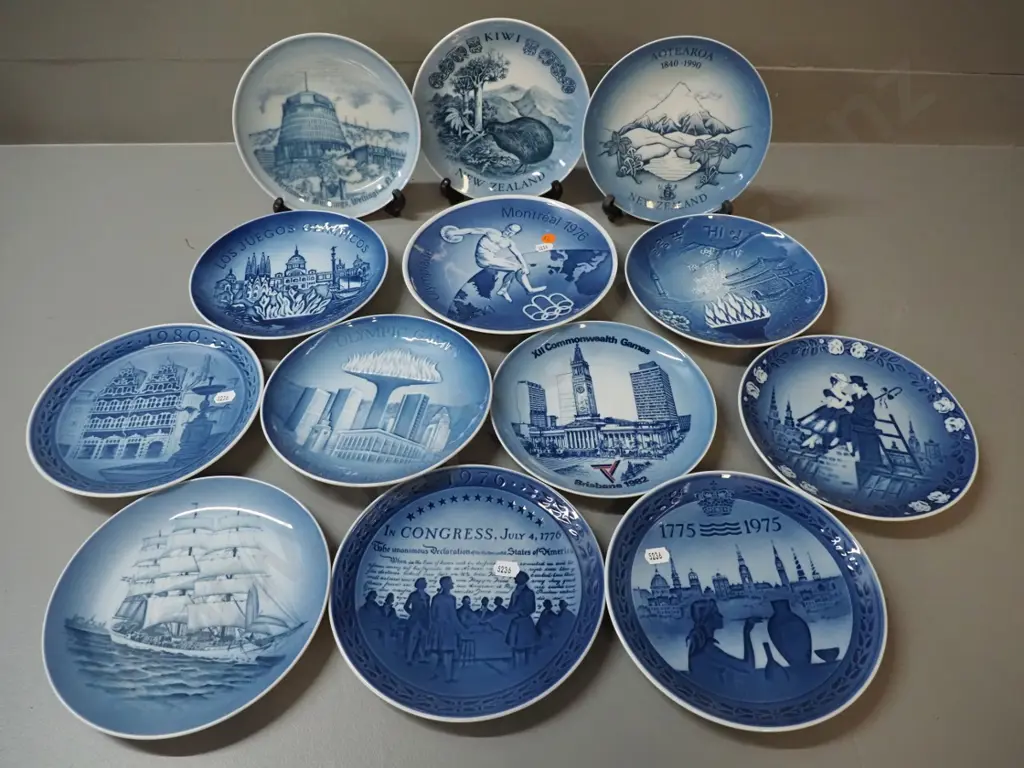 assorted Royal Copenhagen and Bing & Grondahl plates - 3 New Zealand theme, sports events, sailing ship etc. Image 1++