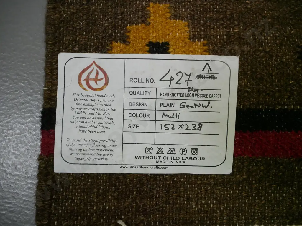 wool dhurrie floor rug - multi coloured pattern L-2370 W-1530 Image 1++