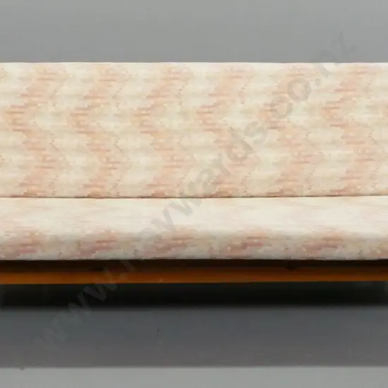 mid-century Don mahogany framed convertible divan/settee w/ geometric jacquard fabric, polish needs work H880 W2085 D900