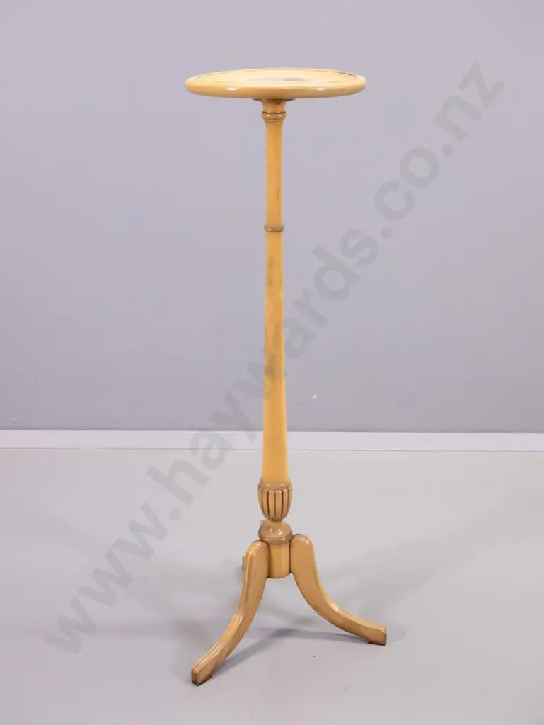 regency style blonde timber plant / display stand - some unevenness to polish H-1050 Top is D-285 Image 1++