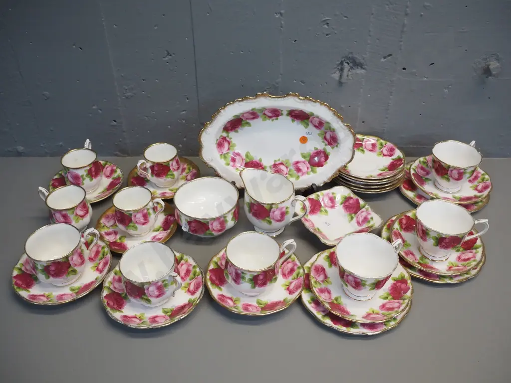 Royal Albert Old English Rose trios, coffee cups, cups & saucers, dishes, spare saucers etc - mixed cup shapes Image 1++