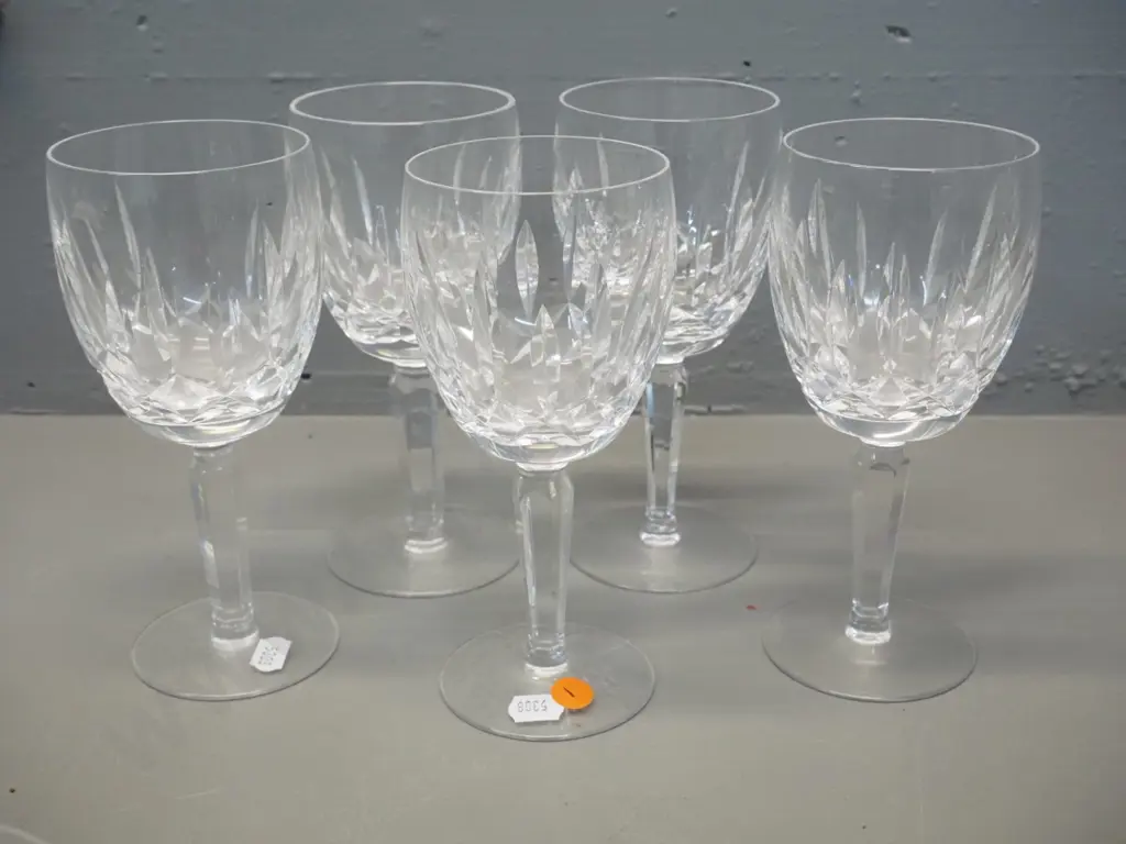 Waterford cut crystal wine glasses - 5 'Kildare' pattern Image 1++