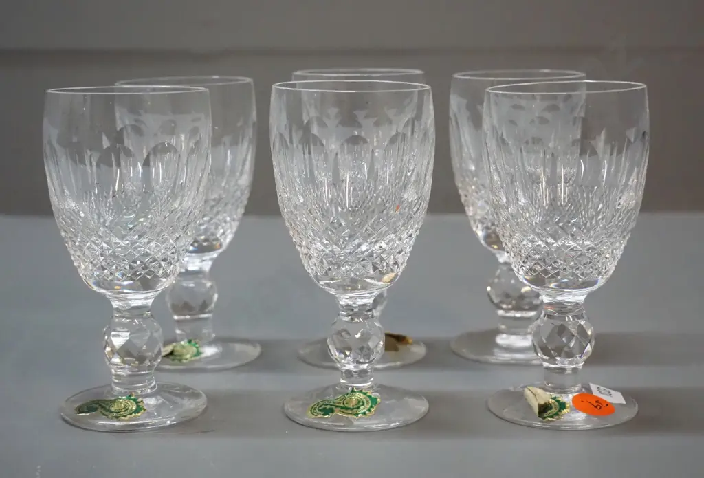 6 Waterford cut crystal Colleen pattern glasses - sherry or small wine H-105 Image 1++