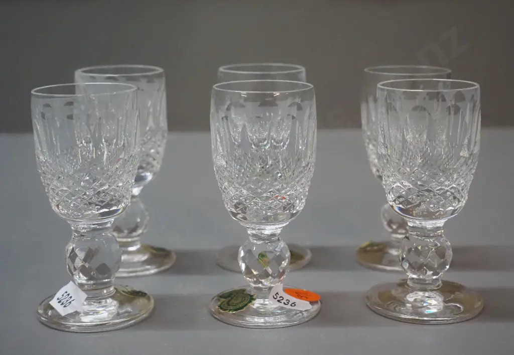 6 Waterford cut crystal Colleen pattern glasses - stemmed liqueurs H-80 Image 1++