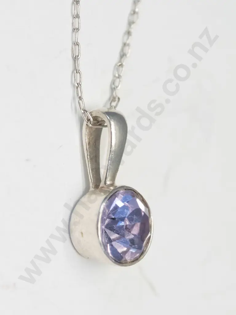 silver amethyst necklace both stamped 925 Image 1++