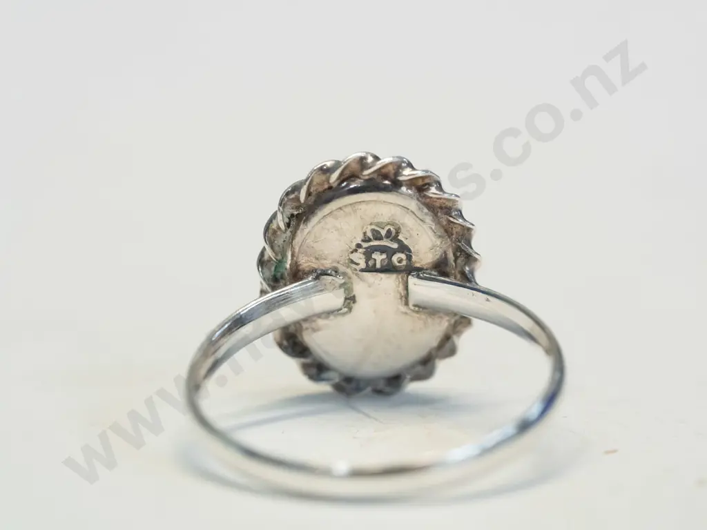 silver paua shell ring stamped stg Image 1++
