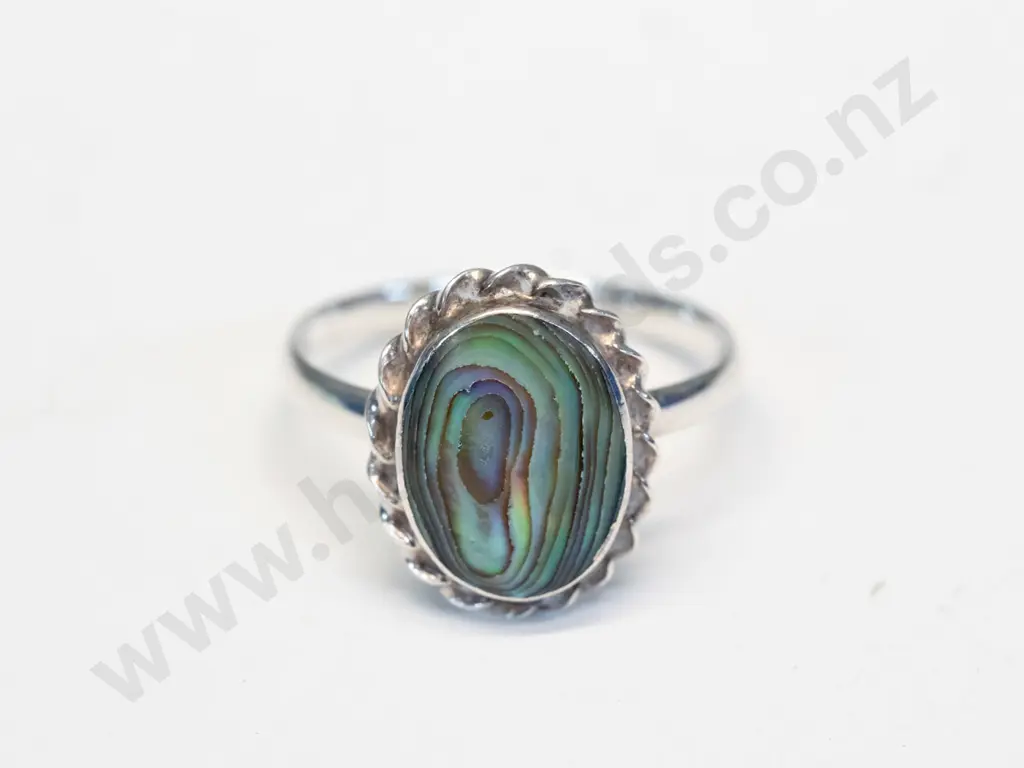silver paua shell ring stamped stg Image 1++