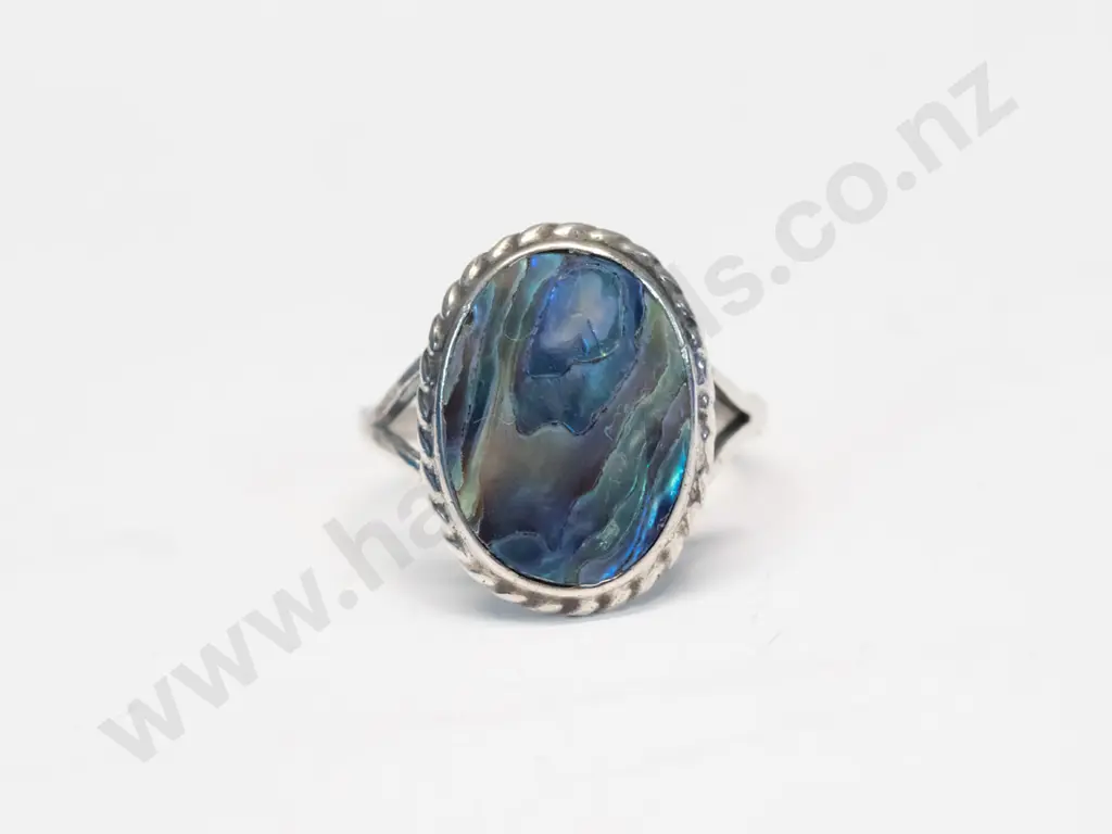 silver paua shell ring stamped stg sil Image 1++