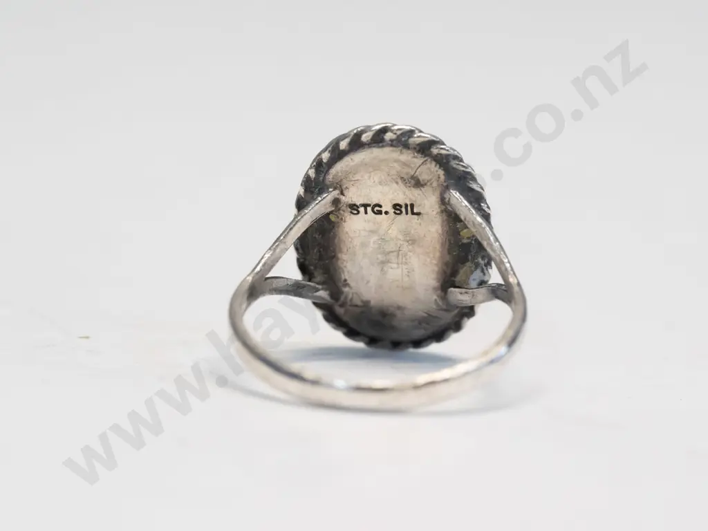 silver paua shell ring stamped stg sil Image 1++
