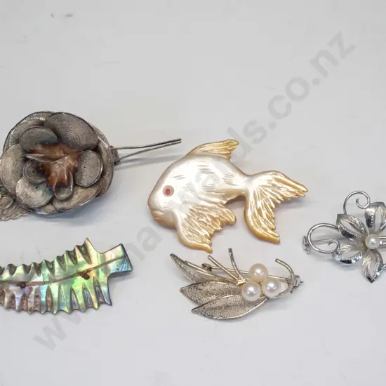 5 costume brooches