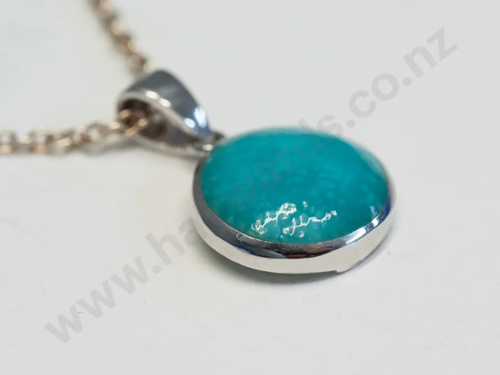 silver turquoise necklace stamped 925 Image 1++