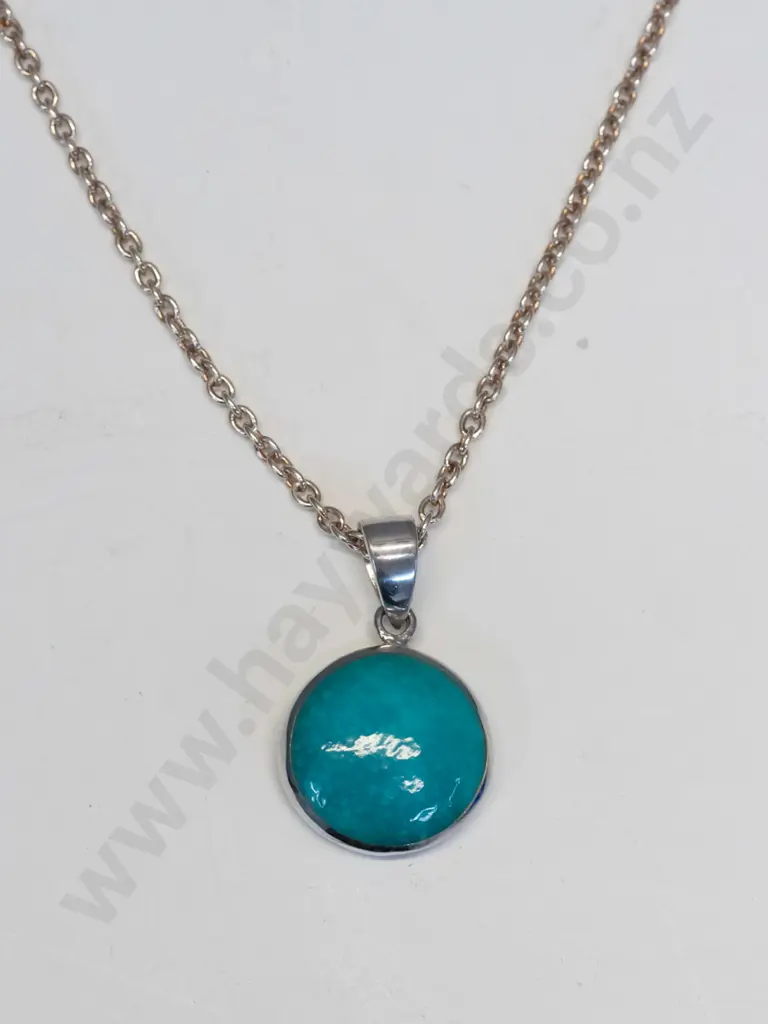 silver turquoise necklace stamped 925 Image 1++