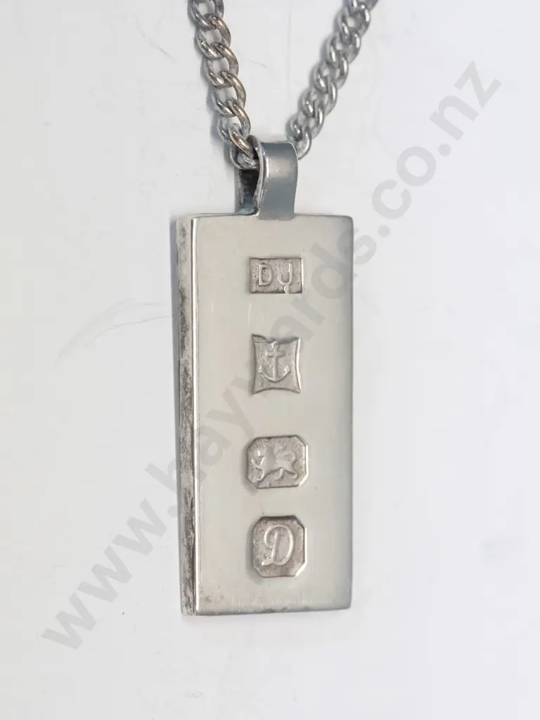 silver ingot stamped DJ, anchor, lion & D Image 1++