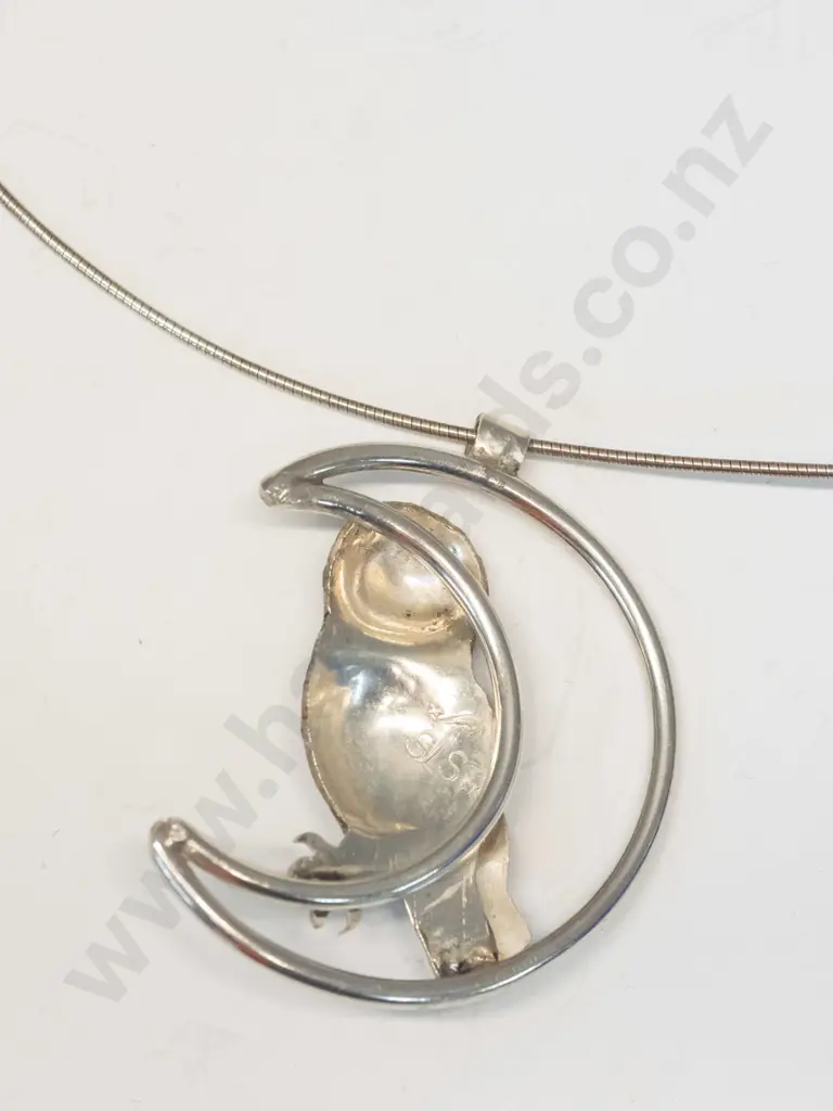silver owl necklace both stamped Image 1++