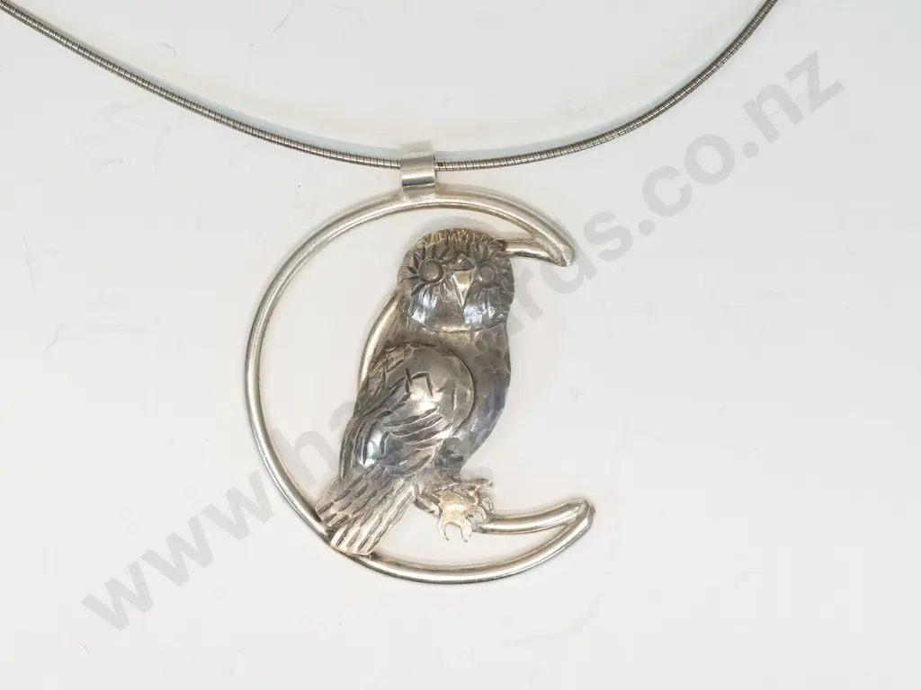 silver owl necklace both stamped Image 1++
