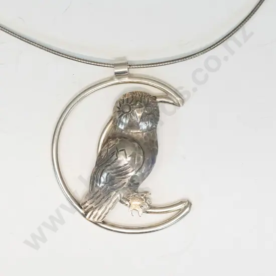 silver owl necklace both stamped