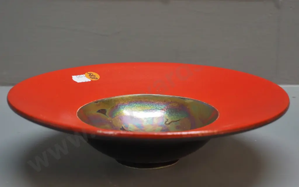 Danny Moorwood studio pottery scarlet and gold bowl D-220 Image 1++