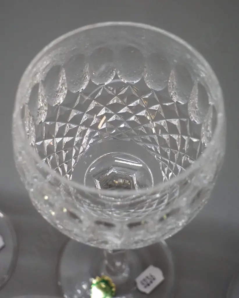 6 Waterford cut crystal Colleen pattern glasses - long-stemmed goblets H-190 Image 1++