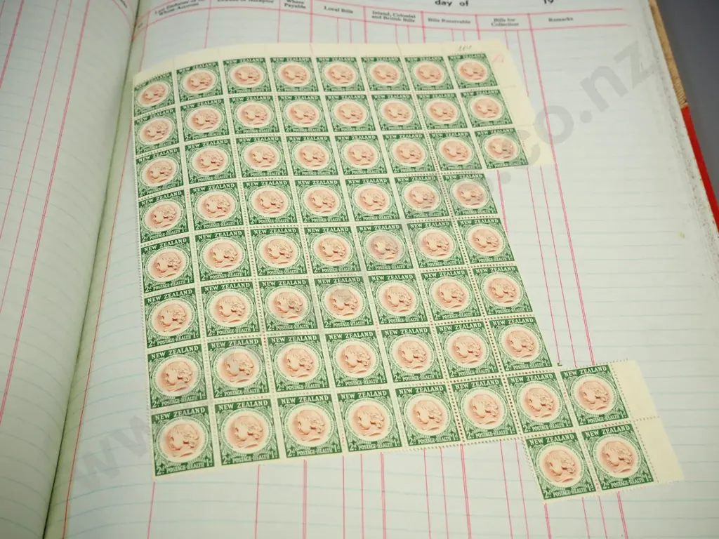 large quantity of New Zealand stamps, 1936-82, unhinged, some almost intact sheets, Health stamps etc. Image 1++
