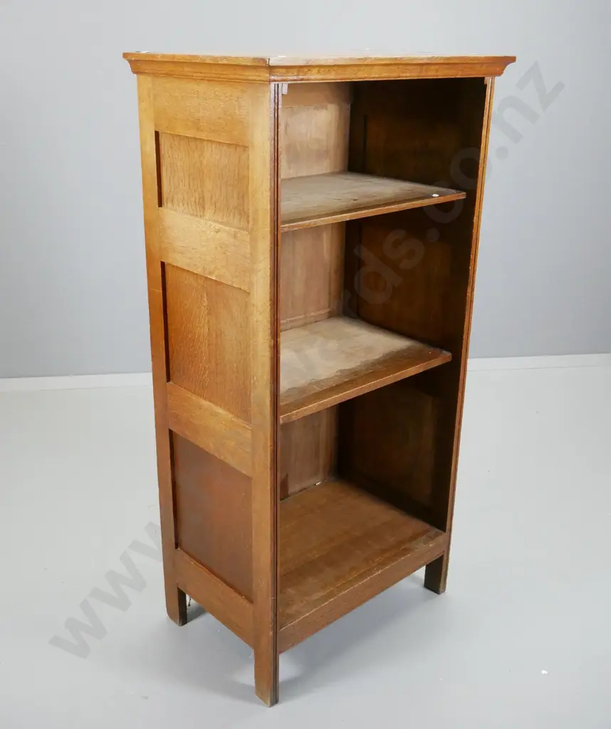 vintage French oak open shelf cabinet - no polish on inner surfaces H1220 W610 D395 Image 1++