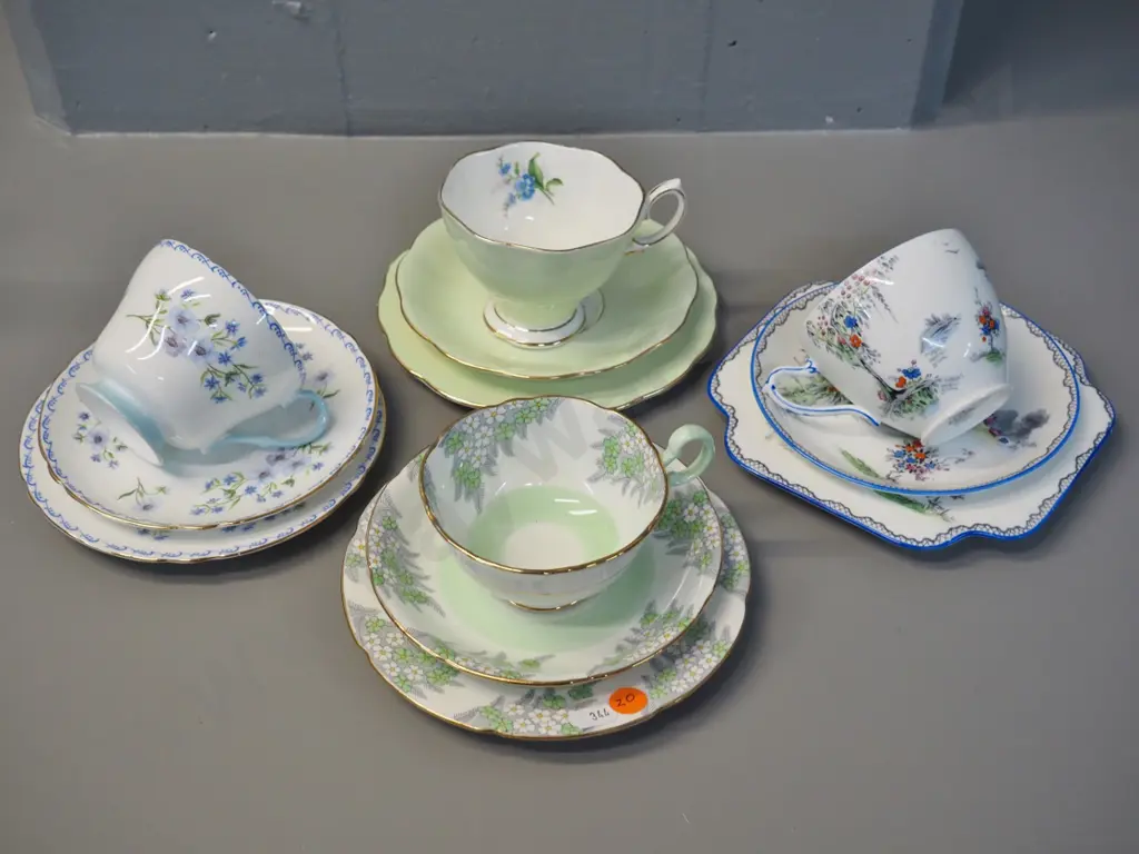 4 English bone china trios - Royal Albert, Shelley and two Grafton Image 1++