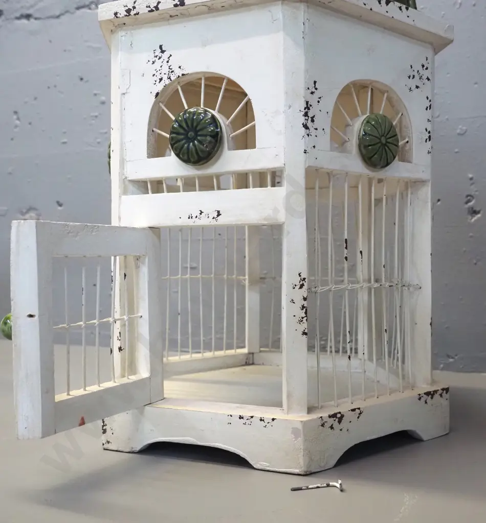 wood, metal and ceramic ornamental bird cage H-580 D-300 Image 1++