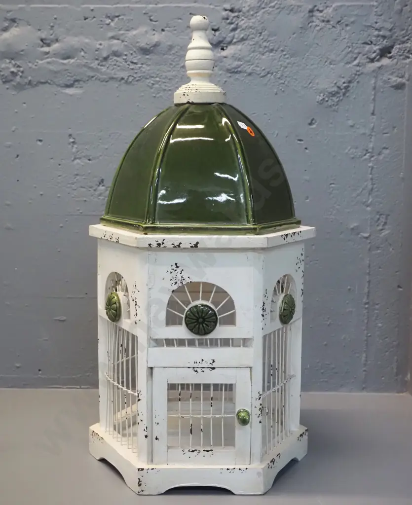 wood, metal and ceramic ornamental bird cage H-580 D-300 Image 1++