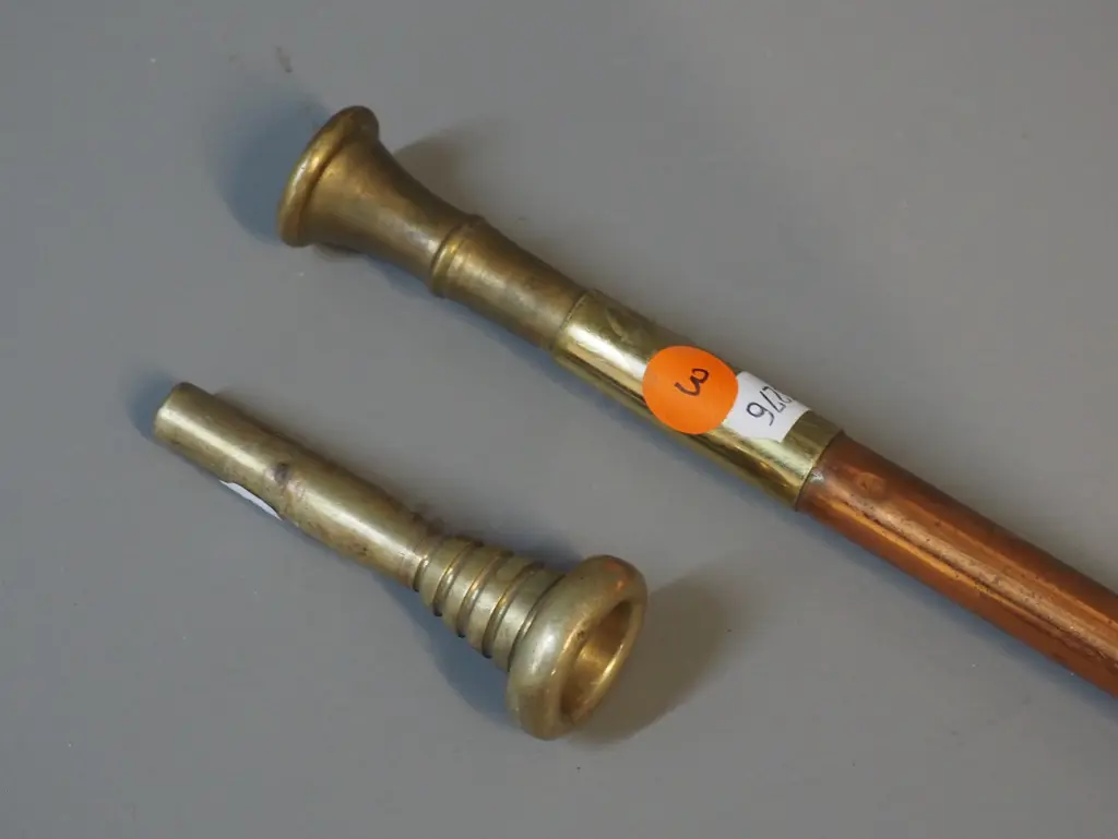long copper hunting horn with spare mouthpiece L-1300 Image 1++