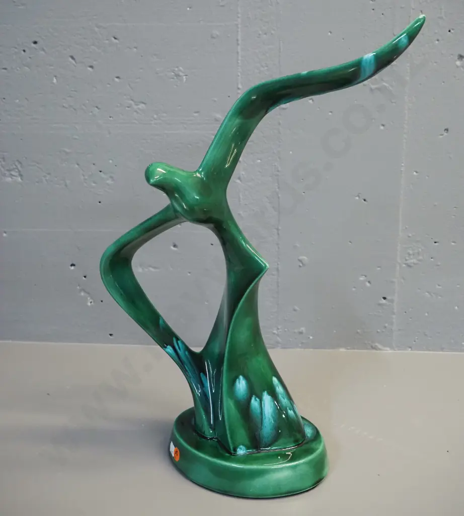green ceramic gull or albatross figure - stamped R.M. Lahey on base H-460 W-340 Image 1++