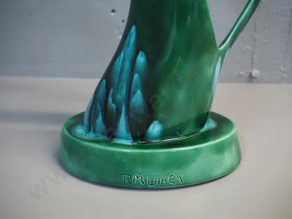 green ceramic gull or albatross figure - stamped R.M. Lahey on base H-460 W-340 Image 1++